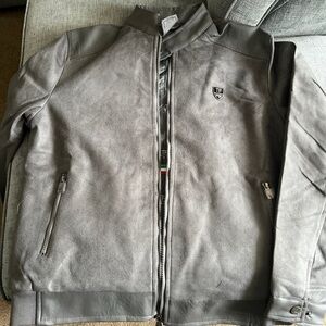 Ferrari Gray Bomber Jacket with Standing Collar